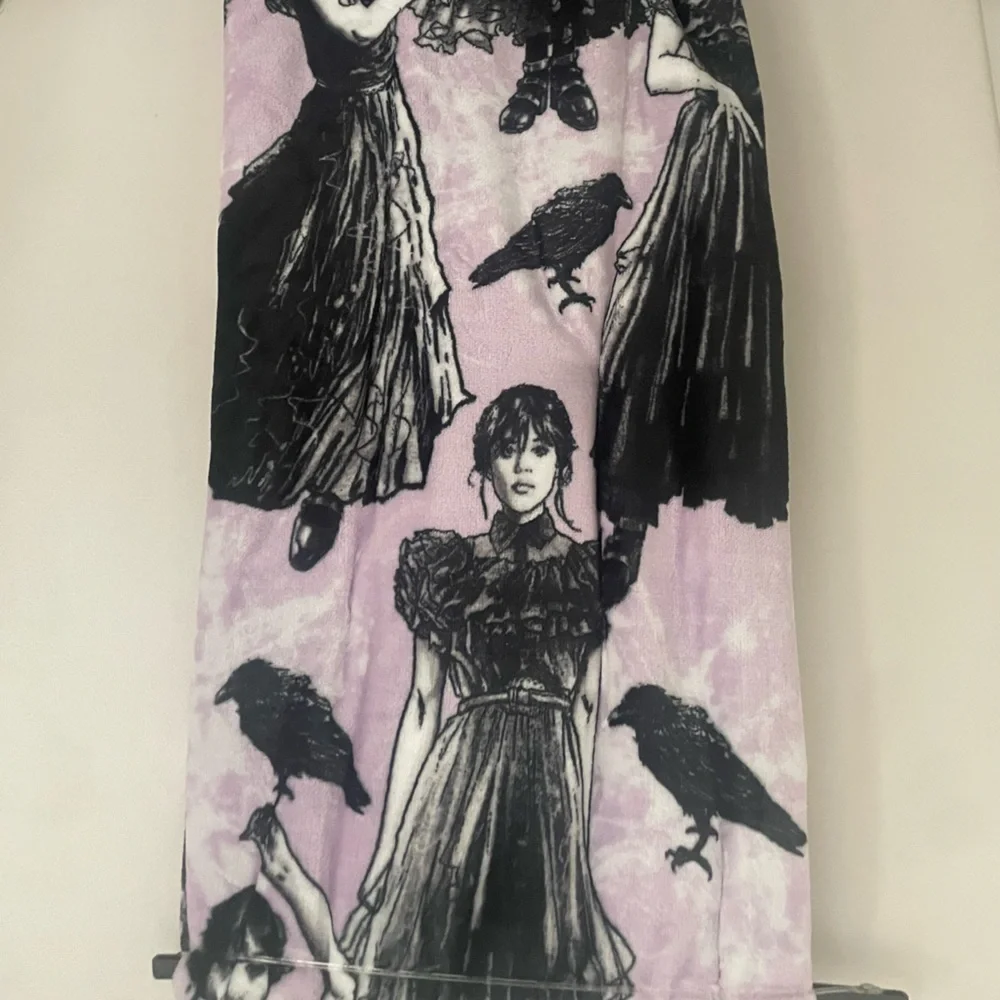 Wednesday Addams Family Plush Throw Blanket Purple Black 50x70